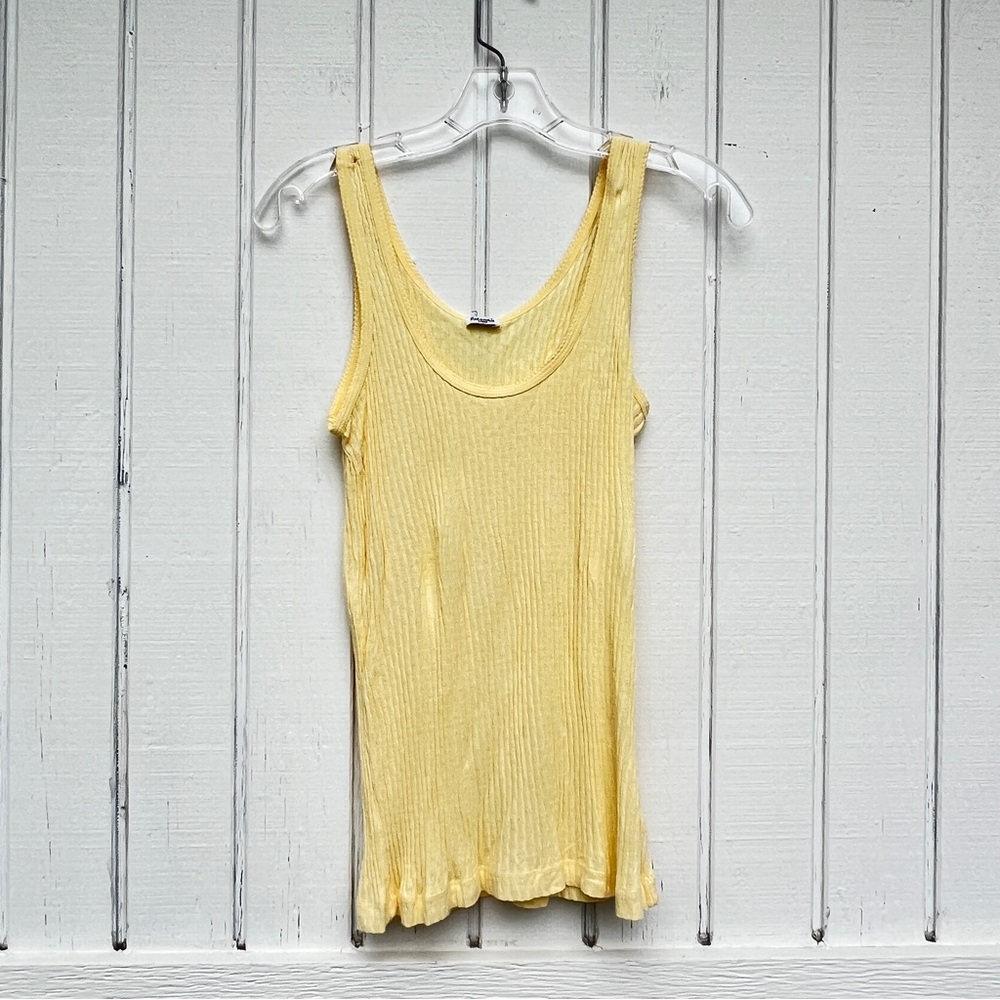 Splendid: Yellow Ribbed Design Tank Top. Women’s Size Large.